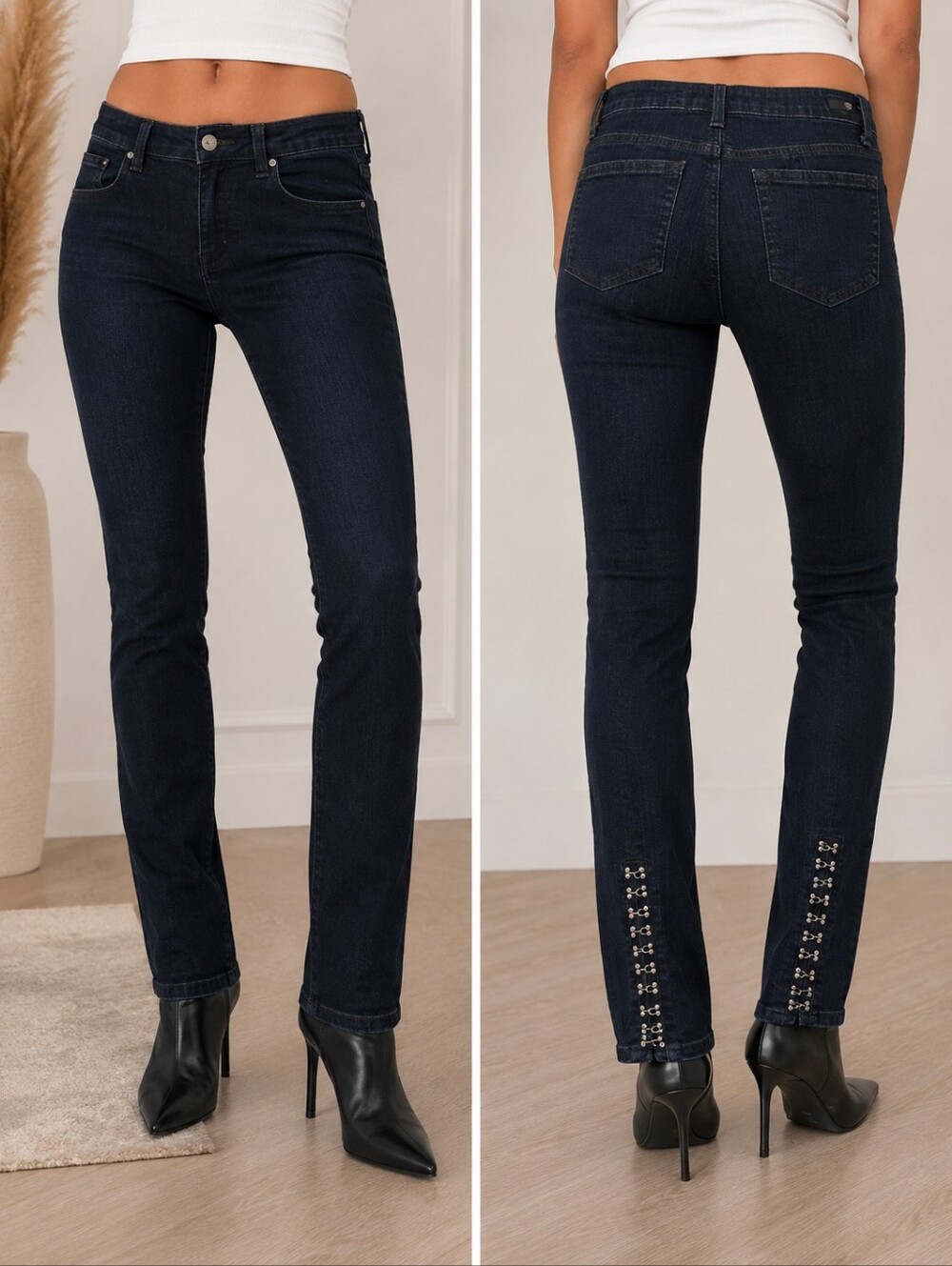 🖤✨ Jessica Simpson NWOT Y2K Black Stretch Skinny Jeans Hook Detail Ankle Sz 29